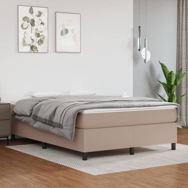 vidaXL Posteľný rám s boxspringom kapučínový 140x190 cm umelá koža