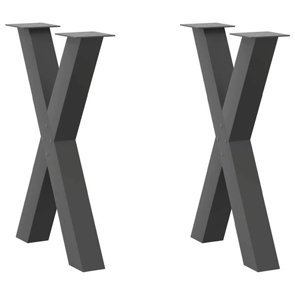 vidaXL Nohy k jedálenskému stolu v tvare X, 2 ks, antracitové, 60 x (72-73) cm, oceľ
