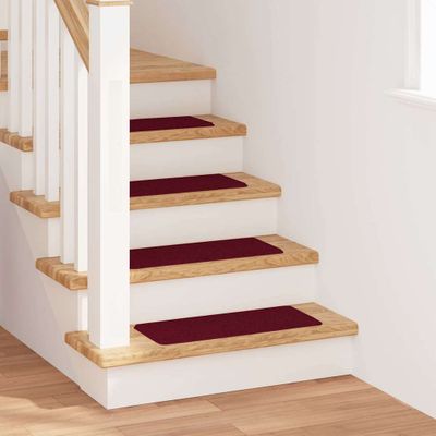 vidaXL Protišmykové schodové rohože 15 pcs Bordová 60 x 25 cm PP