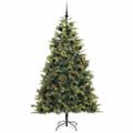 vidaXL Umelý vianočný stromček s pniškami Zelená 240 cm PVC a PE a kov