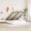 vidaXL Posteľový rám s úložným priestorom Biely 135 x 190 cm