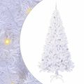 vidaXL Umelý vianočný stromček s 300 LED-i Biela 240 cm PVC a oceľ