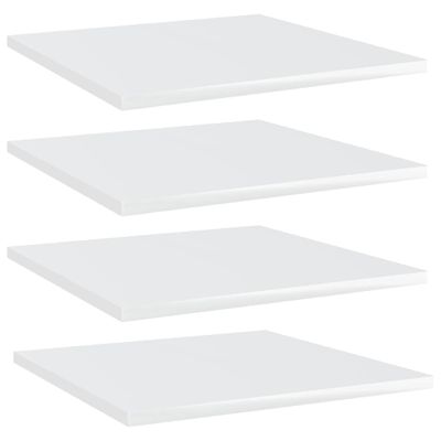 vidaXL Prídavné police 4ks, lesklé biele 40x40x1,5cm, kompozitné drevo
