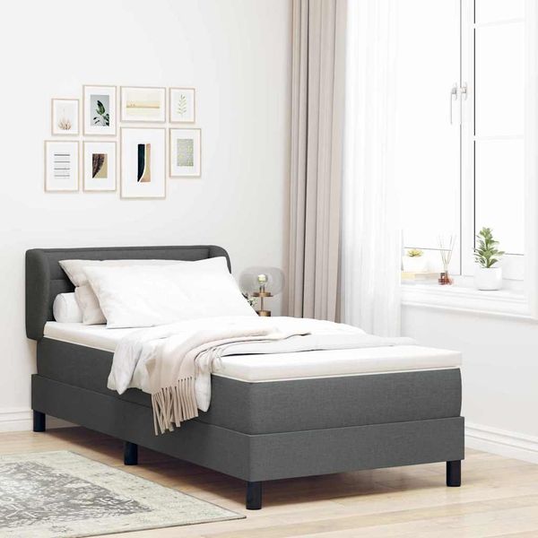 vidaXL Posteľ s pružinovým rámom Tmavo šedá 90 x 200 cm látka