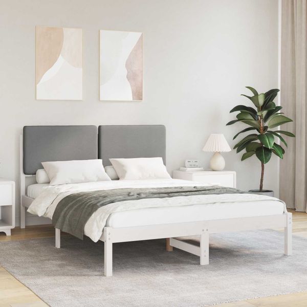 vidaXL Rám postele s čalúneným čelom Svetlosivá 140 x 200 cm