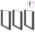 vidaXL Nohy k jedálenskému stolu v tvare U, 3 ks, antracitové, 90 x (72-73) cm, oceľ