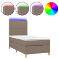 vidaXL Posteľ boxsping s matracom a LED sivohnedá 100x200 cm látka