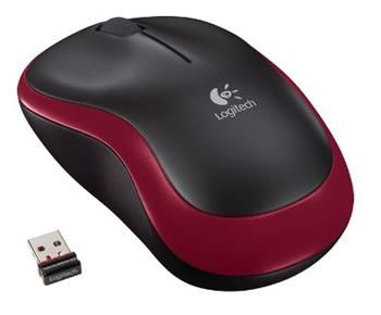 Logitech myš Wireless Mouse M185, optická, 3 tlačidlá, červená,1000dpi