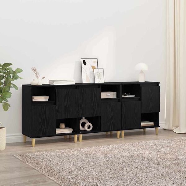 vidaXL Komody 3 pcs Čierny dub 60 x 35 x 70 cm Kompozitné drevo