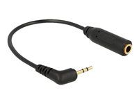 Zvukový adaptér - stereo mikro jack so zdierkami (female) do mini-phone stereo 3,5 mm s pinmi (male) - 17 cm - čierna - ľavý uhlový konektor