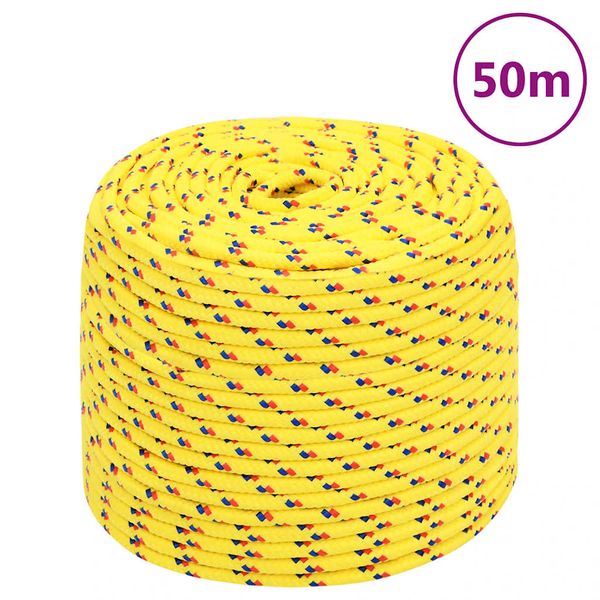 vidaXL Lodné lano žlté 6 mm 50 m polypropylén