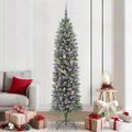 vidaXL Umelý chudý vianočný strom Zelená a biela 210 cm