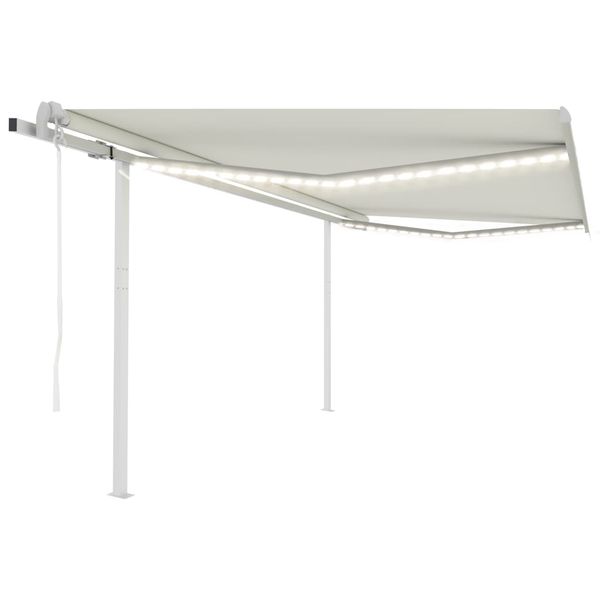 vidaXL Automatická markíza, LED a senzor vetra 4,5x3 m, krémová