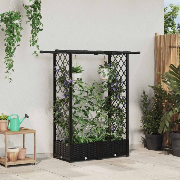 vidaXL Vyvýšený záhon s mriežkou a strechou Čierna 122,5 x 40 x 121 cm