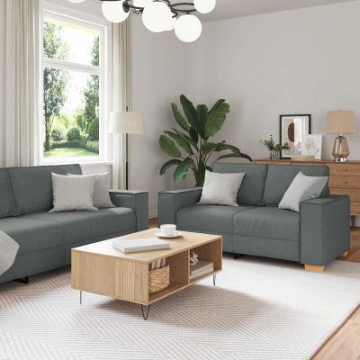 vidaXL Pohovka 3 pcs Tmavo šedá 220 x 80 x 84 cm Ľanová zmes