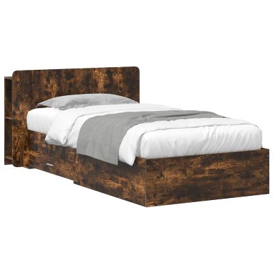 vidaXL Rám postele so skladom Dymový dub 90 x 190 cm Kompozitné drevo