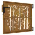 vidaXL Záhradná brána 85x75 cm, corten oceľ, bambusový dizajn