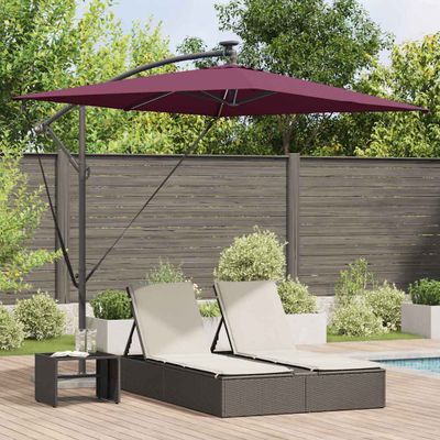 vidaXL Slnečník 294 x 200 x 270 cm Polyester a hliník Bordeaux červená