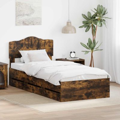 vidaXL Rám postele Dymová dub 90 x 200 cm Inžinierske drevo