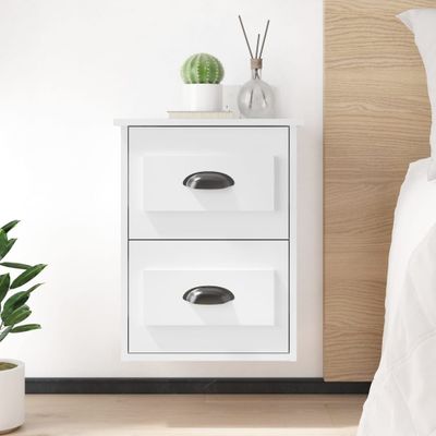 vidaXL Nástenné nočné stolíky 2 ks lesklé biele 41,5x36x53 cm
