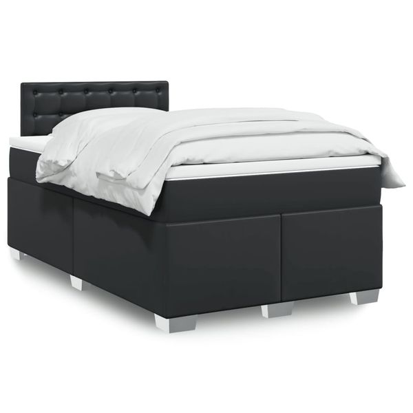 vidaXL Boxspring posteľ s matracom čierna 120x190 cm umelá koža