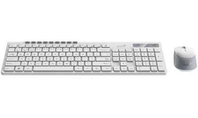 GENIUS SlimStar 8230/ Bezdrátový set Bluetooth + 2,4GHz/ pripojenie až 3 zariadení/ USB/ biela/ CZ+SK layout Set klávesnice a myši, bezdrátový, CZ+SK layout, Bluetooth, 2,4GHz, USB, biely