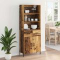vidaXL Highboard Staré drevo 69,5 x 32,5 x 180 cm Kompozitné drevo