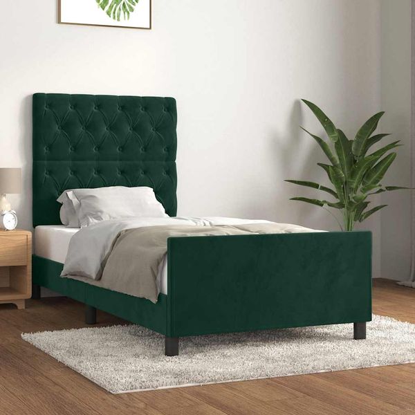 vidaXL Posteľ bez matraca tmavozelený 80x200 cm zamat