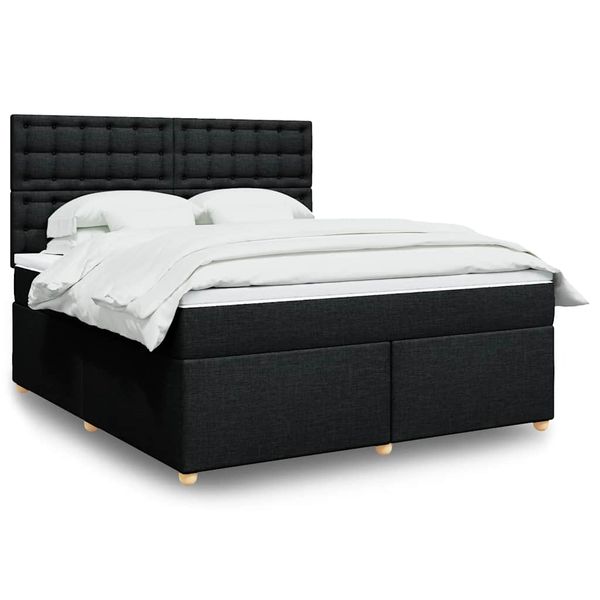 vidaXL Posteľný rám boxspring s matracom čierny 180x200 cm látka