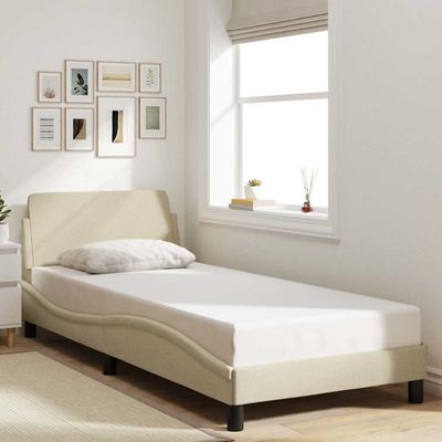 vidaXL Rám postele s čelom Dover krémový 80x200 cm látka