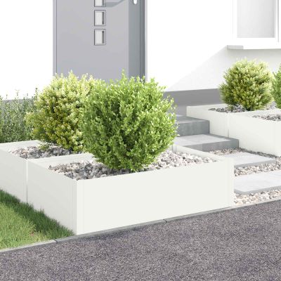 vidaXL Obrubník trávnika 4 ks 100 x 60 x 35 cm Oceľ Biela