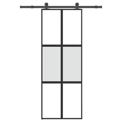 vidaXL Posuvné dvere s kovaním 76x205 cm tvrdené sklo a hliník úzke