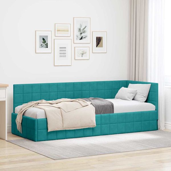 vidaXL Rohový rám postele Tyrkysová 80 cm x 200 cm Zamat
