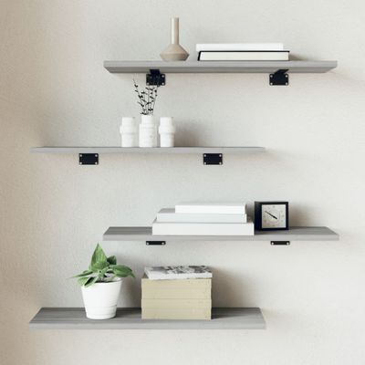 vidaXL Nástenné police 4 ks sivé sonoma 60x20x1,5 cm kompozitné drevo