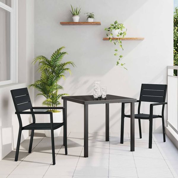 vidaXL Záhradný jedálenský set 3 pcs Čierna