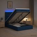 vidaXL Ottoman posteľ s matracom a LED Modrá 120 x 200 cm Látka