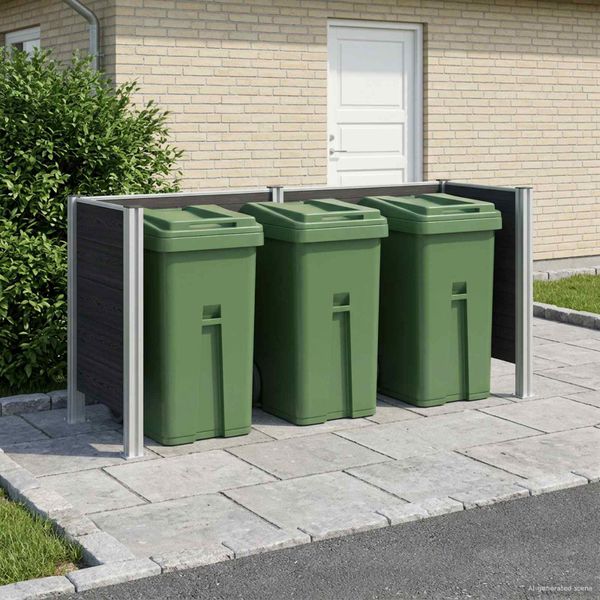 vidaXL Plot pre odpadkový kôš Sivá 237 x 85 x 115 cm Hliník a WPC