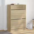 vidaXL Botník s 2 výklopnými zásuvkami dub sonoma 80x34x116 cm