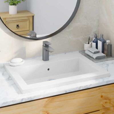 vidaXL Granitové umývadlo 600x450x120 mm biele