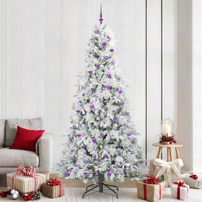 vidaXL Umelý Sklápací Vianočný Stromček Biela 240 cm PE a PVC