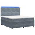 vidaXL LED boxspring posteľ s matracom Tmavosivá 160 x 200 cm Zamat