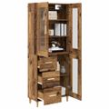 vidaXL Highboard Staré drevo 69,5 x 34 x 180 cm Kompozitné drevo