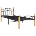 vidaXL Posteľný rám čierny kov a masívne dubové drevo 90x200 cm