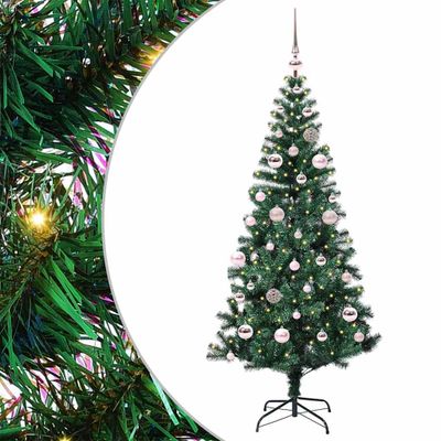 vidaXL Umelý predsvietený vianočný stromček Zelená 150 cm PVC a kov