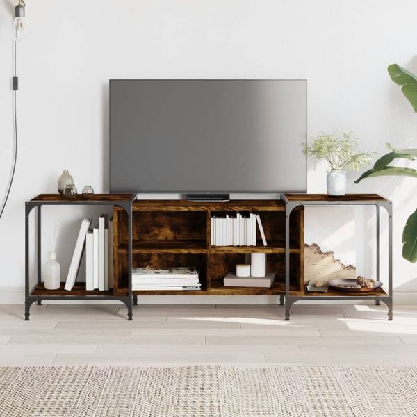 vidaXL TV skrinka dymový dub 153x37x50 cm kompozitné drevo