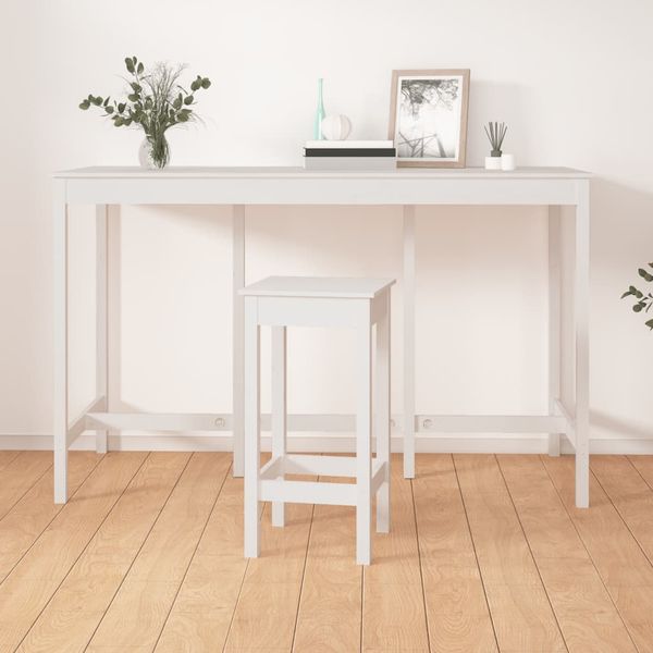vidaXL Barový stolík biely 180x80x110 cm borovicový masív