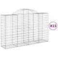 vidaXL Oblúkové gabionové koše 15 ks 200x50x120/140 cm pozink. železo