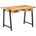 vidaXL Stolík so zásuvkami 105x55x70 cm mangovníkový masív a železo
