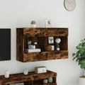 vidaXL TV nástenná skrinka s LED svetlami dymový dub 98,5x30x60,5 cm