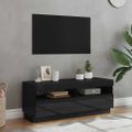 vidaXL TV skrinka s LED svetlami lesklá čierna 100x35x40 cm